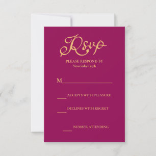 Cartons Réponse Élégant Magenta Gold Hindu Mandala Mariage indien