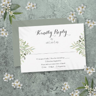 Cartons Réponse Élégant mariage à l'écriture Watercolor Greenery