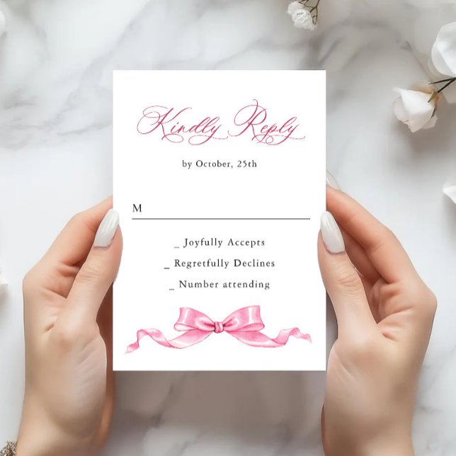 Cartons Réponse Élégant Mariage à mâchoire douce rose (Créateur téléchargé)