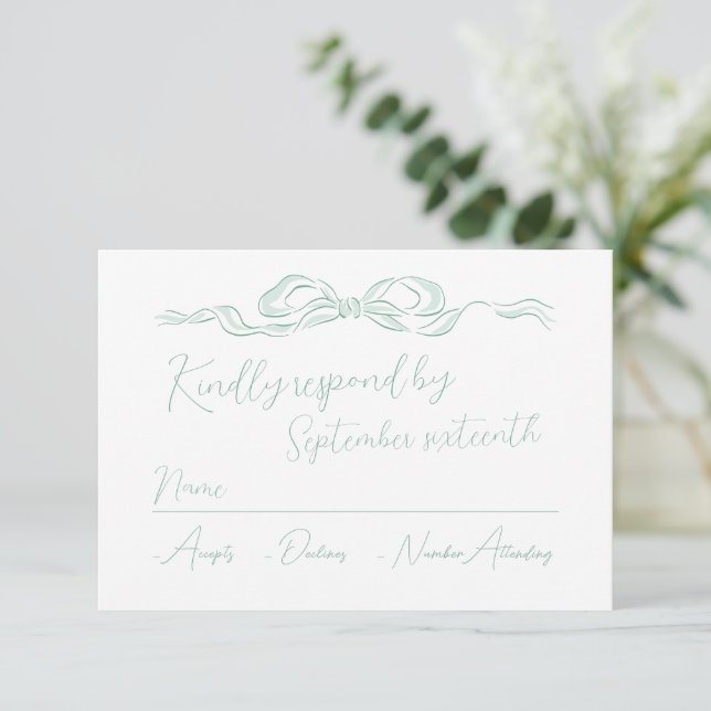 Cartons Réponse Élégant Mariage à mâchoire vert clair (Debout devant)