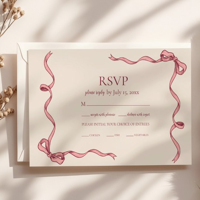Cartons Réponse Élégant Mariage à main rose tiré (Créateur téléchargé)