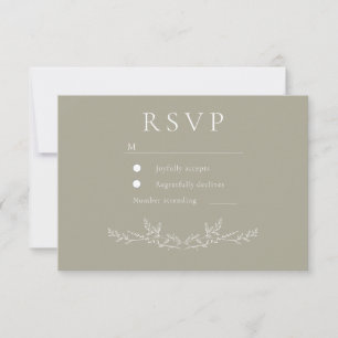 Cartons Réponse Élégant mariage avec feuilles et art en ligne