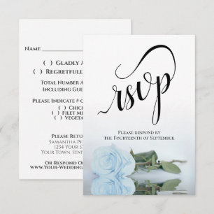 Cartons Réponse Élégant mariage avec rose bleu poussiéreux à longu