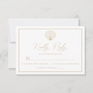Cartons Réponse Elégant Mariage beige coquille de plage
