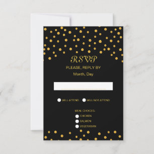 Cartons Réponse Élégant Mariage Black Gold