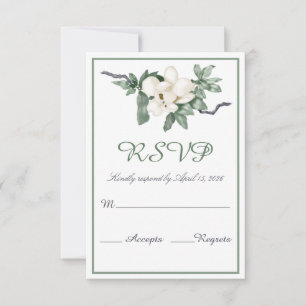Cartons Réponse Élégant Mariage blanc Magnolia Blossom