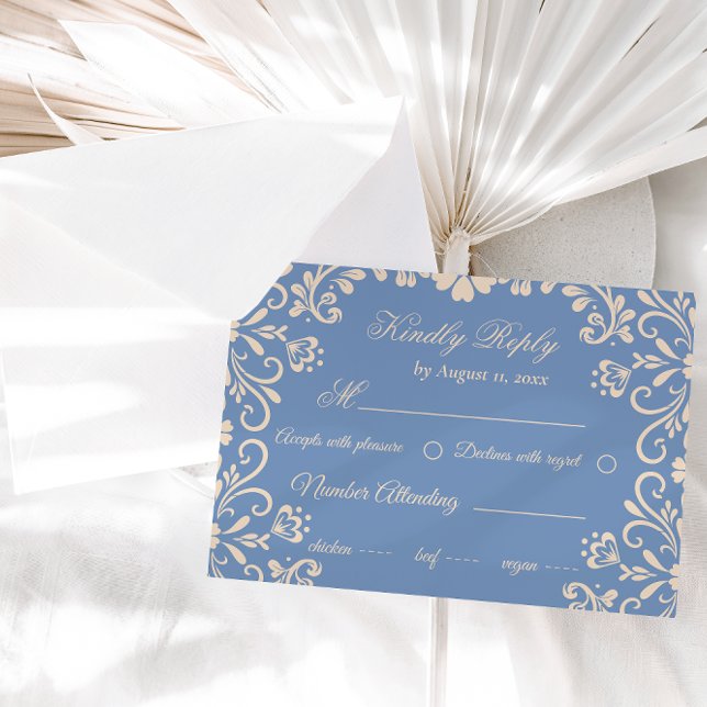 Cartons Réponse Élégant Mariage bleu neutre (Créateur téléchargé)