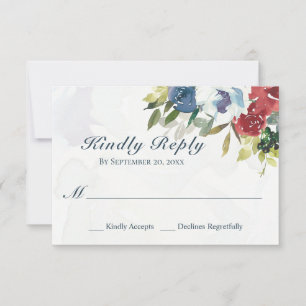 Cartons Réponse Elégant Mariage couleur bleu bleu bleu bleu floral