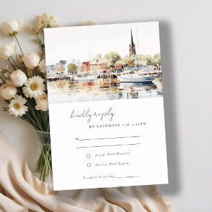 Cartons Réponse Elégant Mariage d'aquarelle Annapolis Maryland