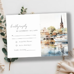 Cartons Réponse Elégant Mariage d'aquarelle Annapolis Maryland
