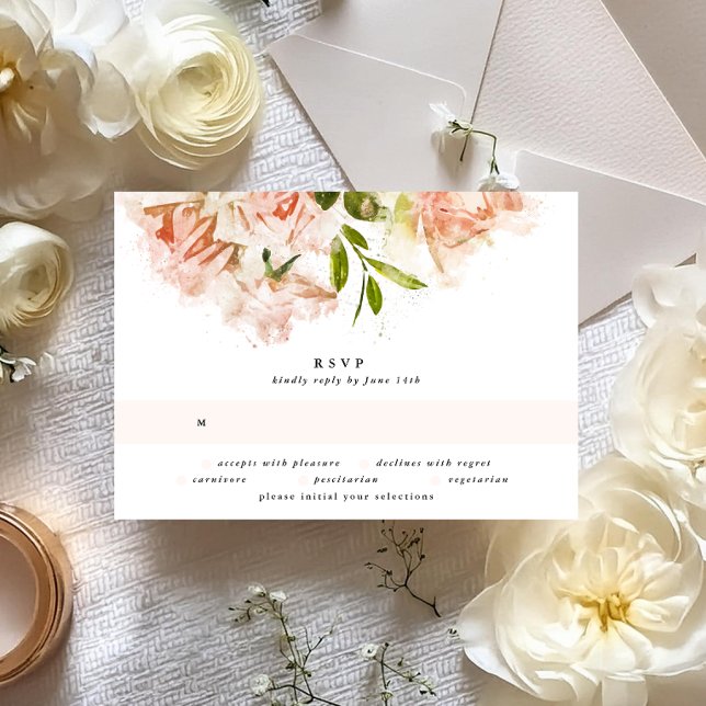Cartons Réponse Élégant Mariage d'aquarelle florale classique (Créateur téléchargé)