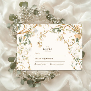 Cartons Réponse Élégant Mariage de cadre botanique d'automne