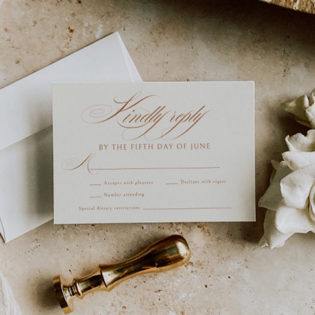 Cartons Réponse Élégant Mariage de calligraphie en terre cuite (Créateur téléchargé)