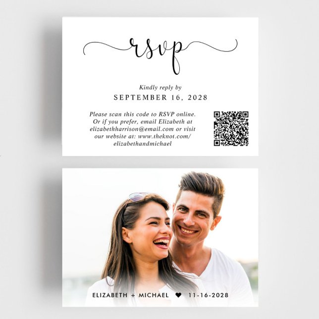 Cartons Réponse Élégant Mariage de code QR photo (Créateur téléchargé)