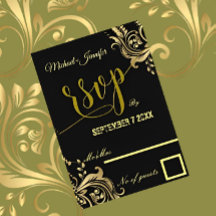 Élégant Mariage De Design Personnalisé Noir Et Or