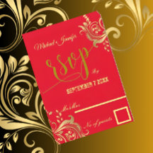 Élégant Mariage De Design Personnalisé Rouge Et Or