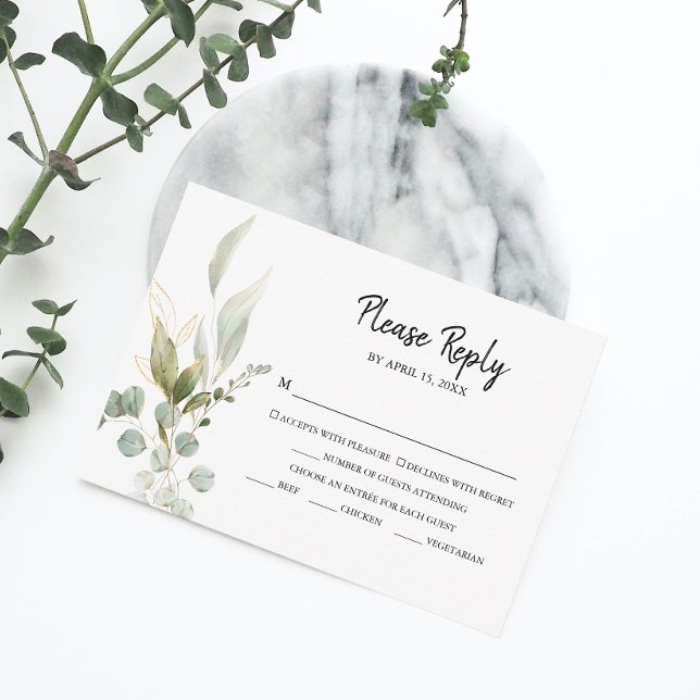 Cartons Réponse Élégant Mariage de feuillage Eucalyptus (RSVP in style with our elegant Eucalyptus RSVP card, perfect for your wedding celebration.)