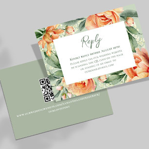 Cartons Réponse Elégant Mariage de fleurs de pêche aquarelle