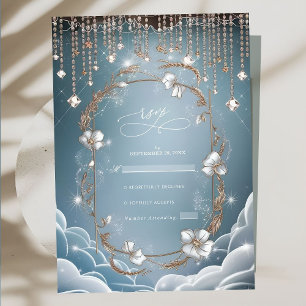 Cartons Réponse Élégant Mariage de gouttes de cristal bleu
