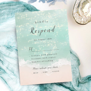 Cartons Réponse Élégant mariage de plage océanique pétillant abstr