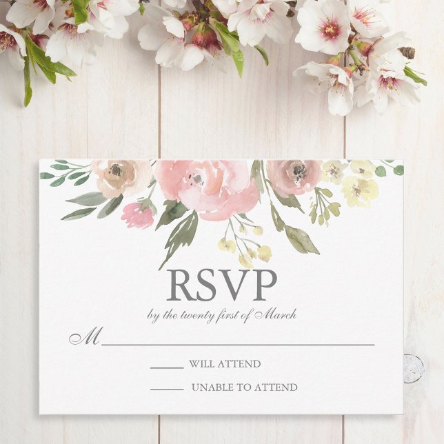 Cartons Réponse Élégant Mariage de printemps floral broyé (Créateur téléchargé)