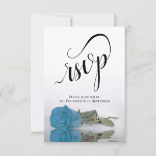 Cartons Réponse Élégant Mariage de Rose bleu turquoise à longue ti