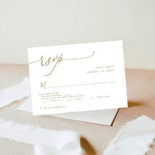 Cartons Réponse Élégant Mariage de script de calligraphie or