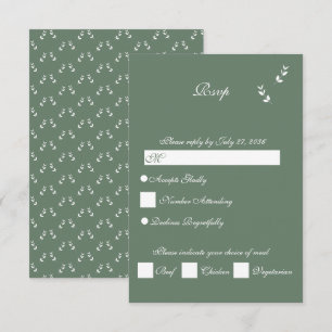 Cartons Réponse Élégant Mariage de script en vert d'olive Sage for