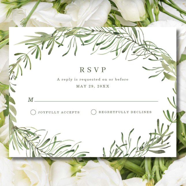 Cartons Réponse Élégant Mariage de verdure botanique (Elegant Botanical Greenery Wedding RSVP Card)