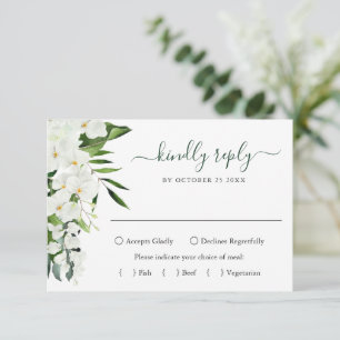 Cartons Réponse Élégant Mariage des Orchidées blanches de Bohême 