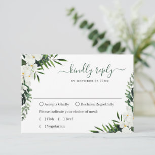 Cartons Réponse Élégant Mariage des Orchidées blanches de Bohême