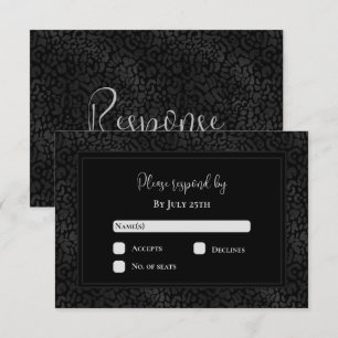 Cartons Réponse Élégant Mariage Empreinte de léopard noir