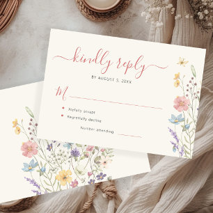 Cartons Réponse Élégant mariage fleur sauvage à fleurs
