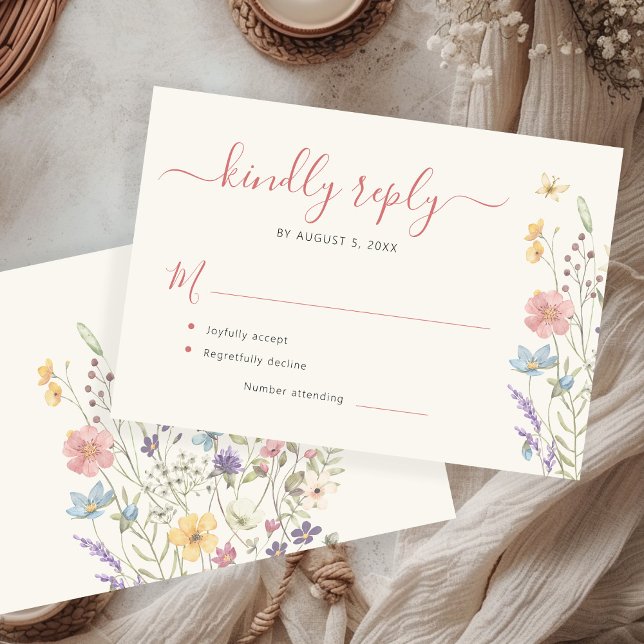 Cartons Réponse Élégant mariage fleur sauvage à fleurs (Créateur téléchargé)