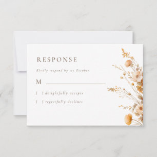 Cartons Réponse Élégant Mariage Fleur sauvage d'automne
