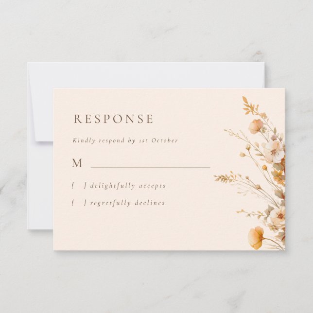 Cartons Réponse Élégant Mariage Fleur sauvage d'automne (Devant)