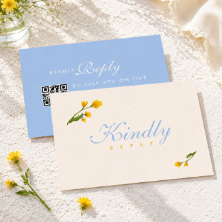 Cartons Réponse Élégant mariage floral aquarelle bleu et jaune
