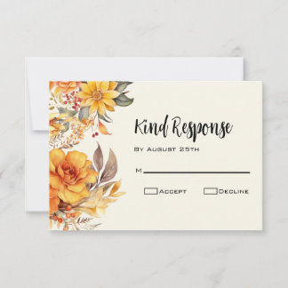 Cartons Réponse Élégant Mariage floral d'automne