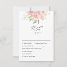 Élégant mariage floral doré aquarelle rose rose