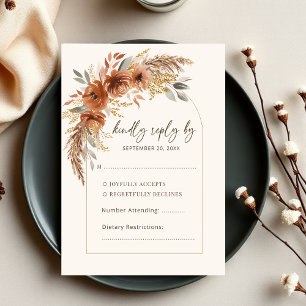 Cartons Réponse Élégant Mariage floral en terre cuite rustique aut