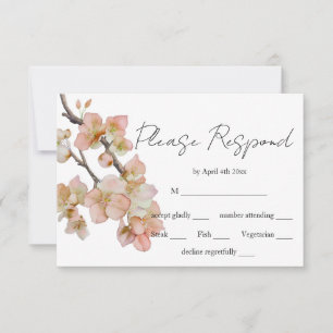 Cartons Réponse Elégant mariage floral rose pastel