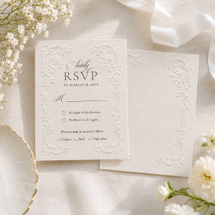 Cartons Réponse Élégant Mariage Floral Vintage Style Gaufrage