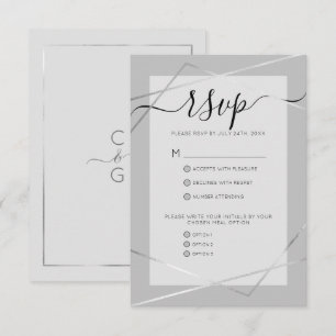 Cartons Réponse Elégant Mariage frontière gris simple Silver Geo