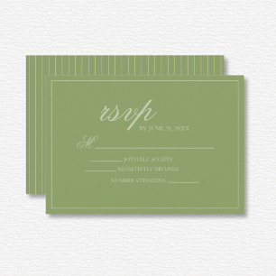 Cartons Réponse Élégant Mariage Green Lines
