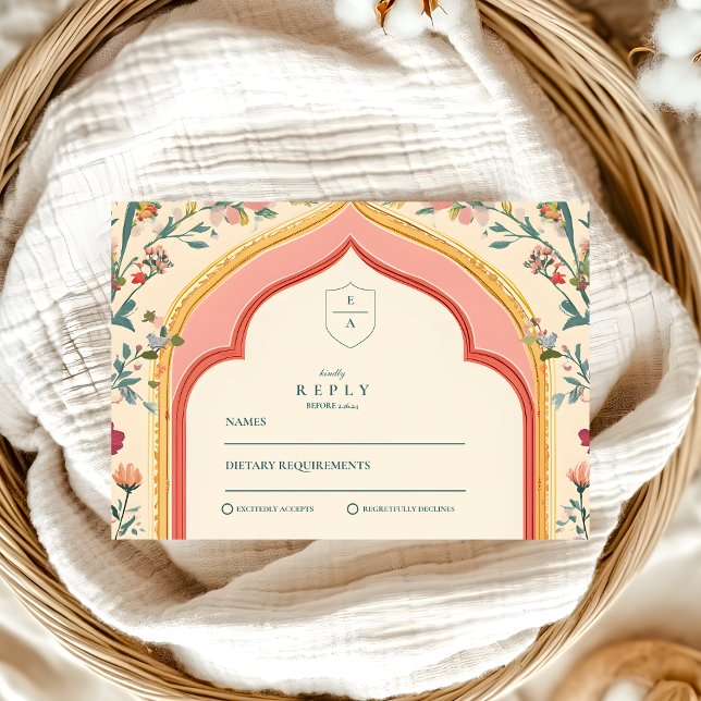 Cartons Réponse Élégant Mariage islamique floral (Créateur téléchargé)