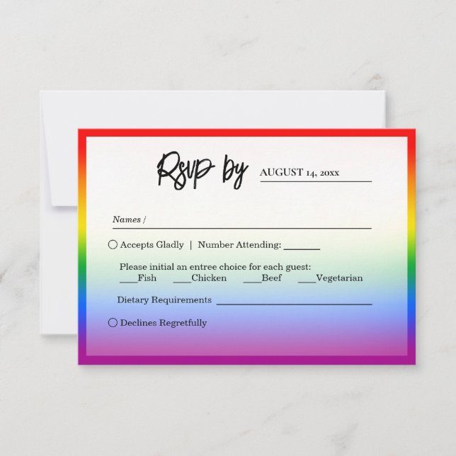 Cartons Réponse Élégant Mariage LGBTQ+ Pride (Devant)