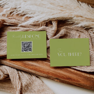 Cartons Réponse Élégant Mariage Minimaliste Code QR Vert