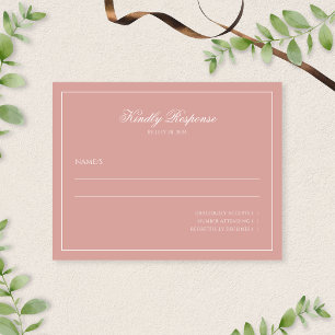 Cartons Réponse Élégant Mariage Minimaliste Rose Poussiéreux Bordu