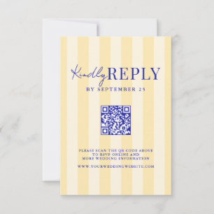 Cartons Réponse Élégant Mariage moderne bleu jaune rayé