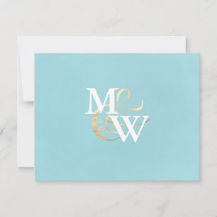Cartons Réponse Élégant Mariage Monogramme de verre marin